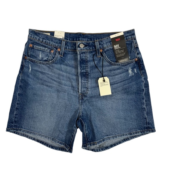 Levi's Premium 501 Mid Thigh Denim Jean Shorts Size 32 - Picture 4 of 9